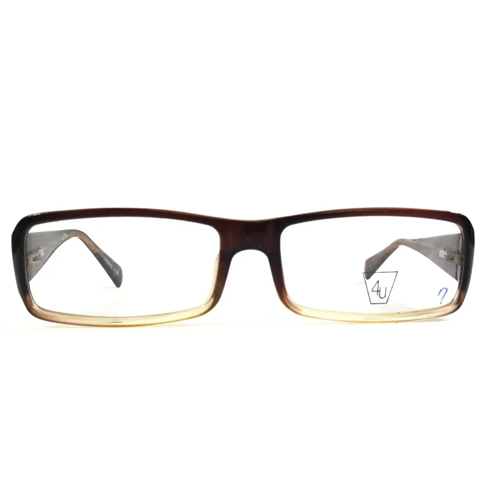 4U Eyeglasses Frames US61 BROWN/CRYSTAL Rectangle Full Rim 55-17-140
